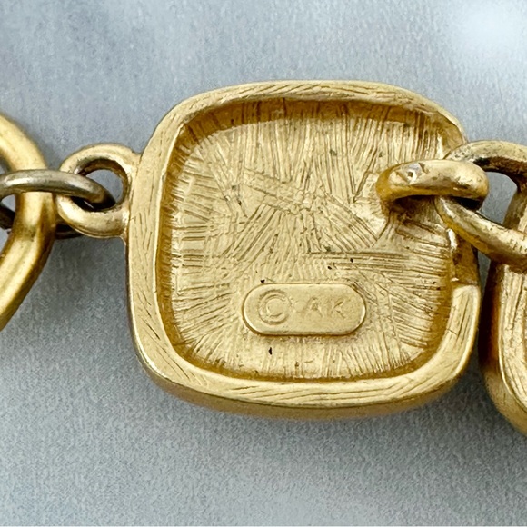 Anne Klein Vintage 90s Y2K Matte Gold Tone Black Necklace - Picture 6 of 6